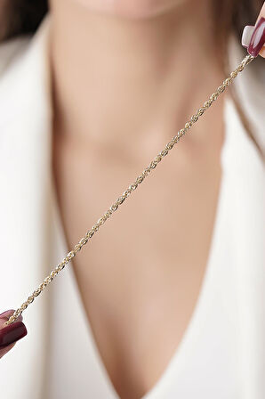 14 Ayar Altın Işıltılı Burgu Zincir Bileklik 2.50 mm