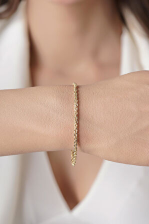 14 Ayar Altın Işıltılı Burgu Zincir Bileklik 2.50 mm