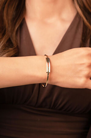 14 Ayar Altın Üç Renkli Kaburga Kelepçe