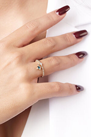 14 Ayar Altın Tektaş Detaylı Göz Sallantılı Yüzük