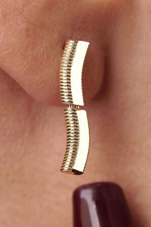 14 Ayar Altın Dalgalı Ajda Küpe