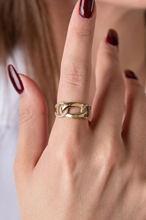 14 Ayar Altın Taşlı Halka Ataç Yüzük