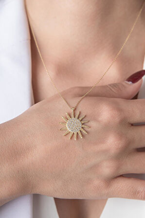 14 Ayar Altın Büyük Güneş Kolye