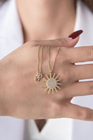 14 Ayar Altın Büyük Güneş Kolye