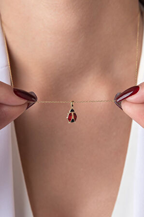 14 Ayar Altın Uğur Böceği Kolye