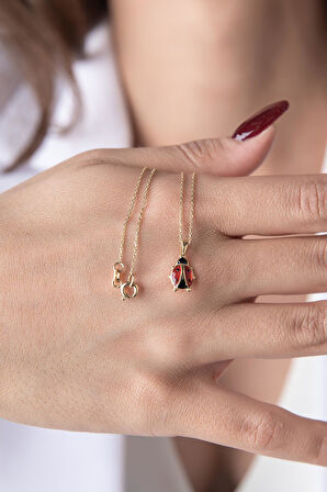 14 Ayar Altın Uğur Böceği Kolye