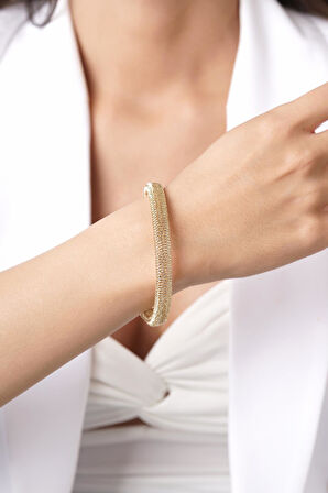 14 Ayar Altın İtalyan Çapraz Örme Kelepçe Bileklik