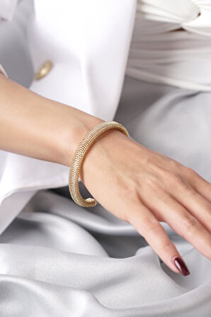 14 Ayar Altın İtalyan Çapraz Örme Kelepçe Bileklik