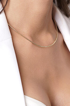 14 Ayar Altın Oval İtalyan Zincir Kolye