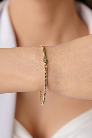 14 Ayar Altın Kalem Desenli Ajda Bileklik