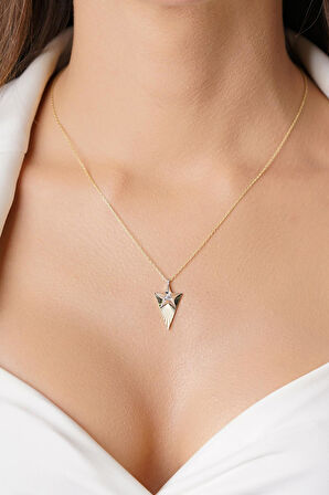 14 Ayar Altın Tektaş Detaylı Işıltılı Yıldız Kolye