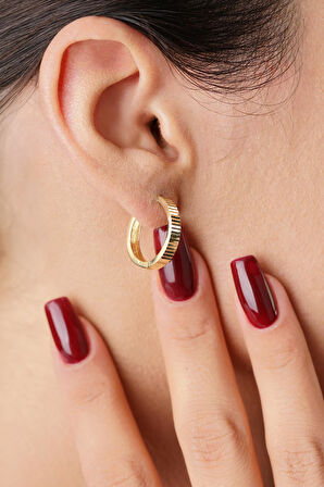 14 Ayar Altın Kalemli Orta Halka Küpe