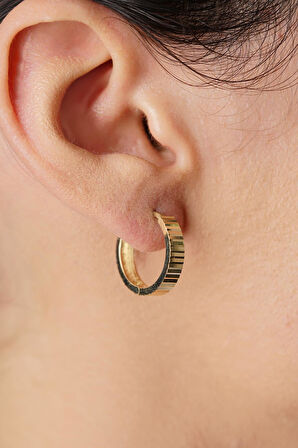 14 Ayar Altın Kalemli Midi Halka Küpe