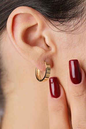 14 Ayar Altın Kalemli Midi Halka Küpe