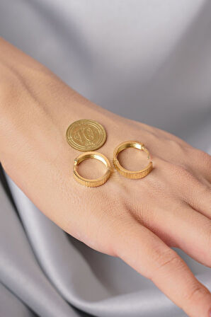 14 Ayar Altın Kalemli Midi Halka Küpe