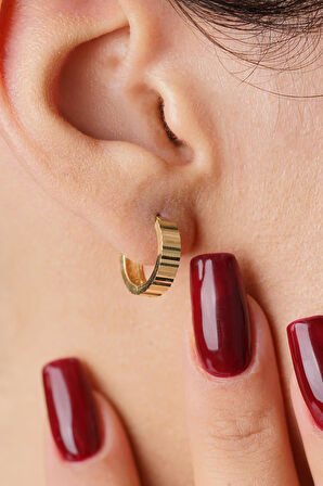 14 Ayar Altın Kalemli Mini Halka Küpe