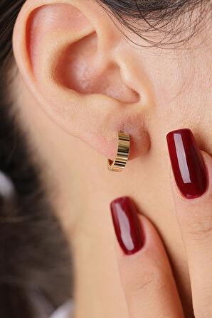 14 Ayar Altın Kalemli Minik Halka Küpe