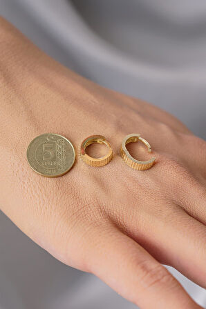 14 Ayar Altın Kalemli Minik Halka Küpe