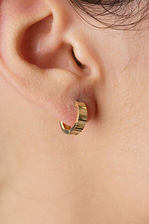 14 Ayar Altın Kalemli Minik Halka Küpe