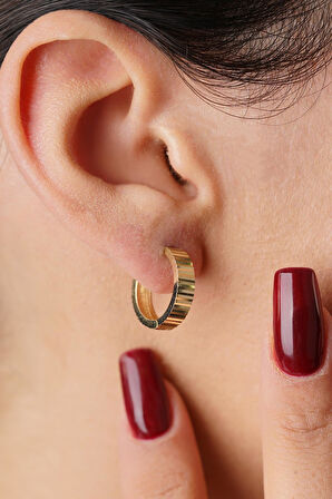 14 Ayar Altın Kalemli Halka Küpe