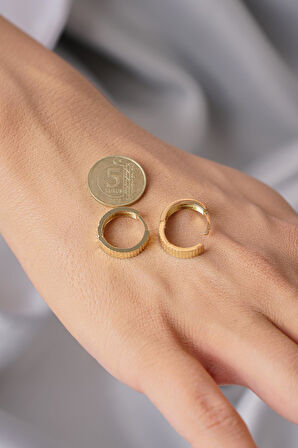 14 Ayar Altın Kalemli Halka Küpe