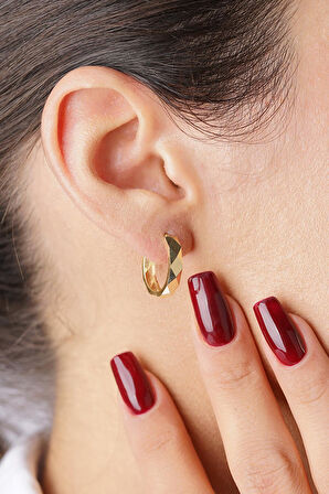 14 Ayar Altın Asimetrik Halka Küpe