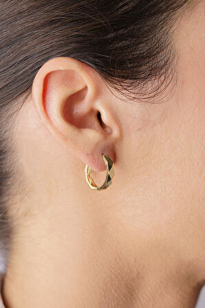 14 Ayar Altın Asimetrik Halka Küpe