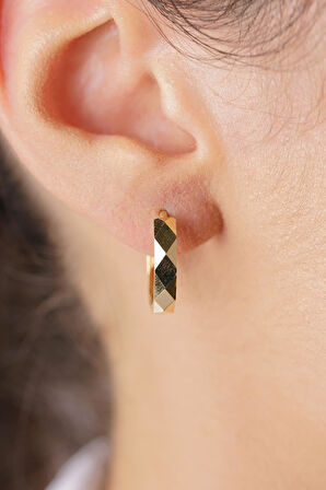 14 Ayar Altın Asimetrik Halka Küpe