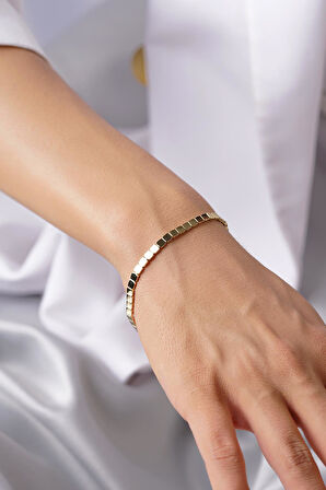 14 Ayar Altın Kare Dizisi Bileklik