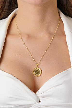 22 Ayar Çeyrek Altın Uç 14 Ayar Altın Singapur Zincir Kolye