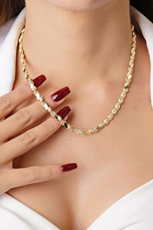 14 Ayar Altın Işıltılı Burma Kolye