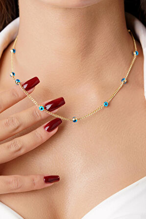 14 Ayar Altın Gurmet Zincirde Göz Detaylı Kolye