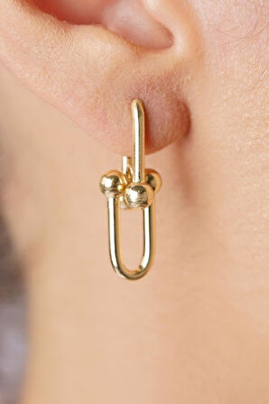 14 Ayar Altın Sallantılı Topçuk Ataç Küpe