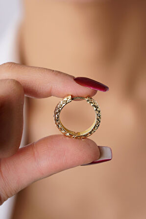 14 Ayar Altın Işıltılı Halka Küpe 6