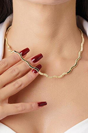 14 Ayar Altın Dalgalı Ajda Kolye