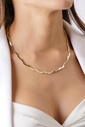 14 Ayar Altın Dalgalı Ajda Kolye