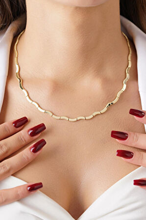 14 Ayar Altın Dalgalı Ajda Kolye