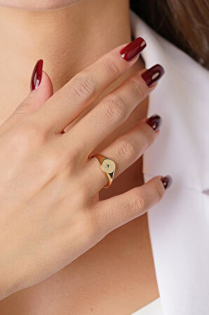 14 Ayar Altın Zümrüt Taşlı Kutup Yıldızı Yüzük