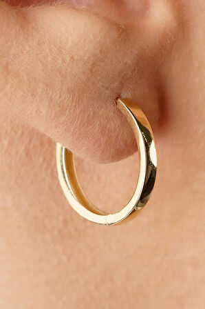 14 Ayar Altın Büyük Düz Halka Küpe