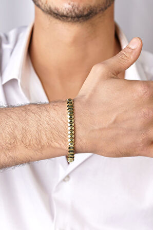 14 Ayar Altın Piramit Model Erkek Bileklik