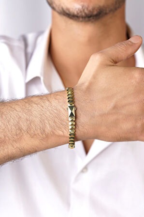 14 Ayar Altın Piramit Model Erkek Bileklik