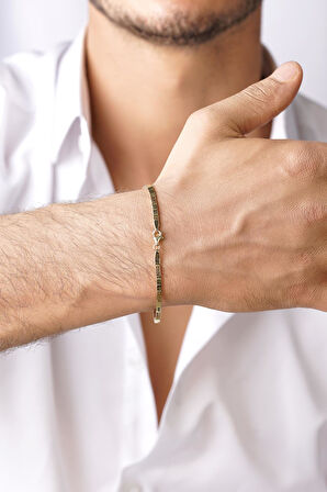 14 Ayar Altın Greek Desenli Erkek Bileklik