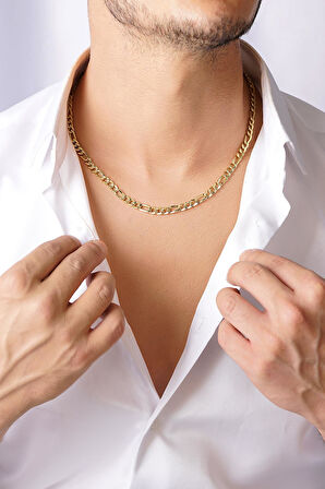 14 Ayar Altın Figaro Zincir Erkek Kolye