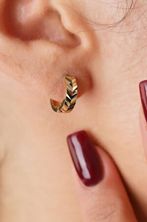 14 Ayar Altın Mini Başak Küpe