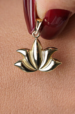 14 Ayar Altın Büyük Lotus Kolye Ucu