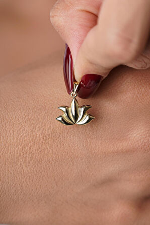 14 Ayar Altın Büyük Lotus Kolye Ucu