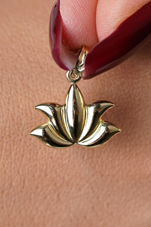 14 Ayar Altın Büyük Lotus Kolye Ucu