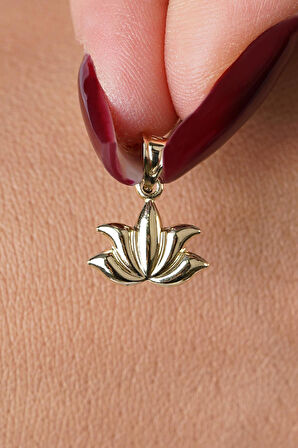 14 Ayar Altın Mini Lotus Kolye Ucu