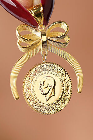 14 Ayar Altın Fiyonklu Çeyrek Altın Kolye Ucu