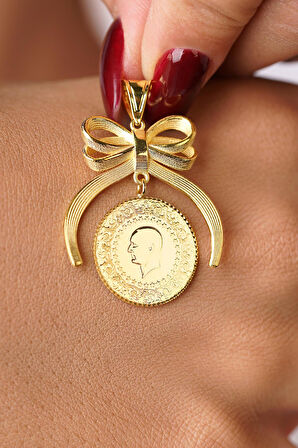 14 Ayar Altın Fiyonklu Çeyrek Altın Kolye Ucu